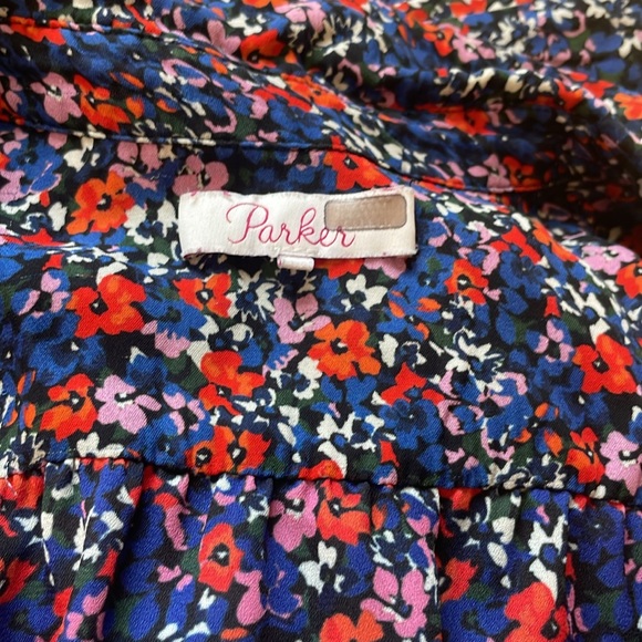 Parker Sleeveless Floral Dress Silk Blend Button Front Spring Summer Sundress - Picture 4 of 5